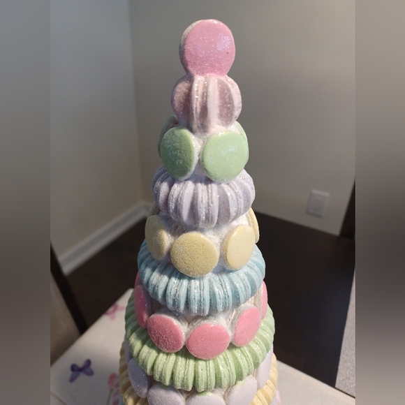 16" Resin Pink Pastels Macarons Tree Topiary Tower on Pedestal Tabletop VHTF - Picture 2 of 5